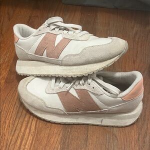 New Balance White and Pink Women's Sneakers